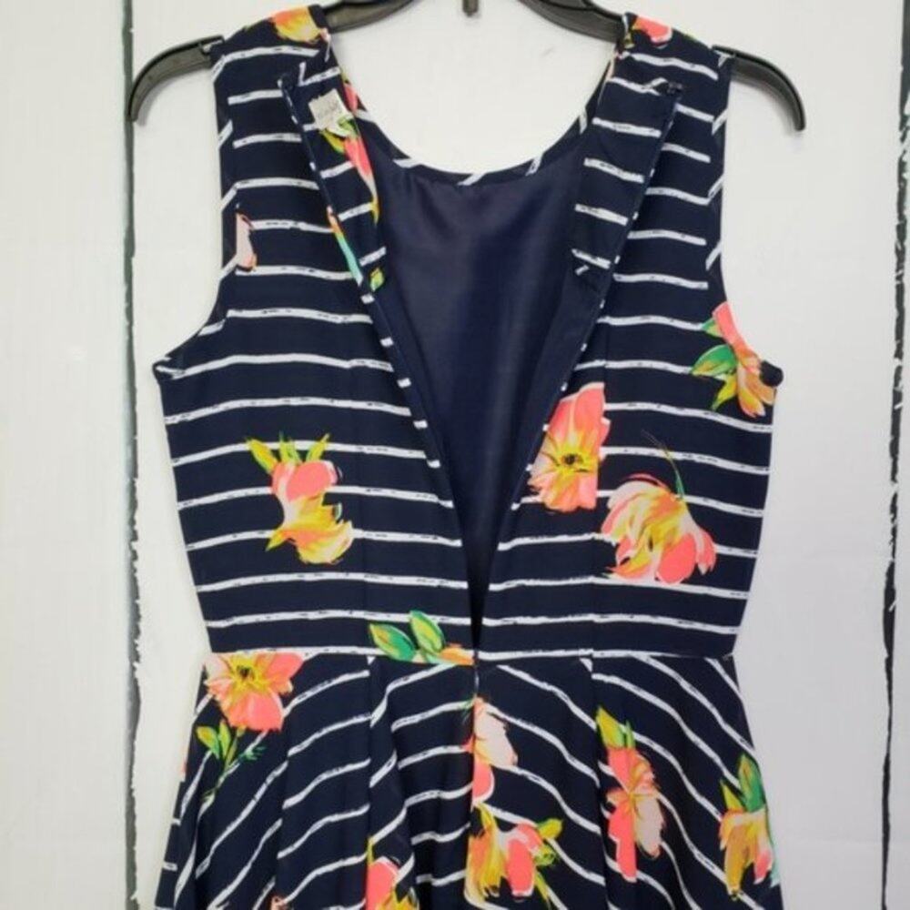Maison Jules Fit & Flare Floral Striped Skater Sleeveless Dress S - Picture 6 of 7